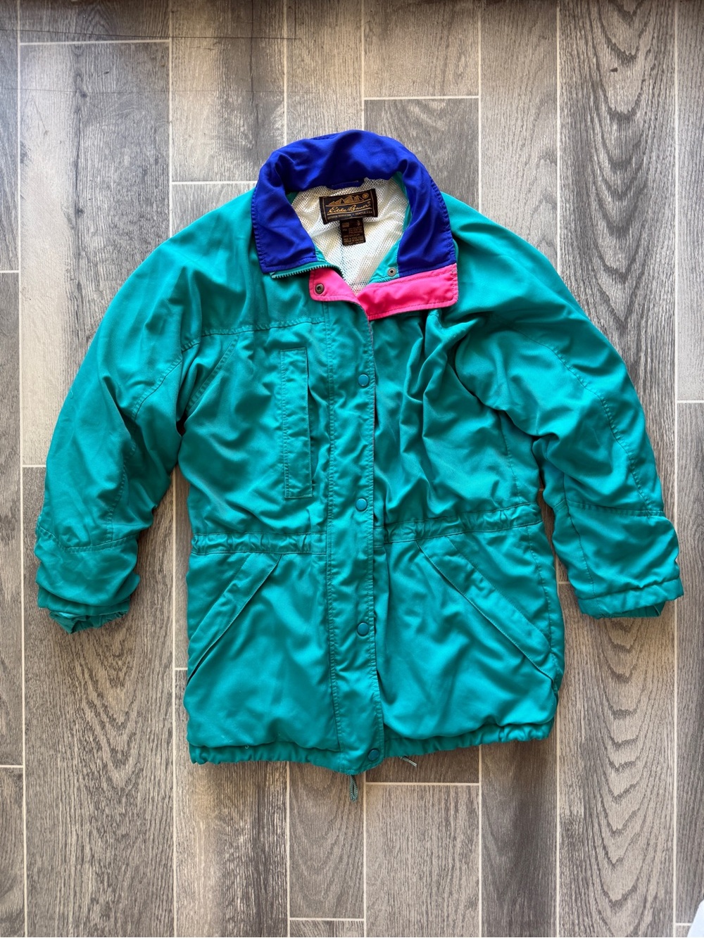 Vintage Eddie Bauer Teal Women’s Jacket with Blue & Pink Trim
